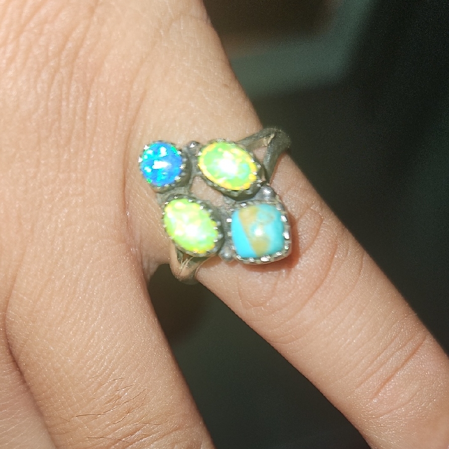 Dazzling Silver MultiColor Opal Ring